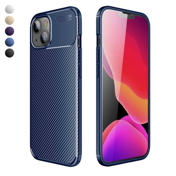 iPhone 14 / 13 Kılıf Focus Carbon Desen Silikon Arka Kapak ürün görseli 1