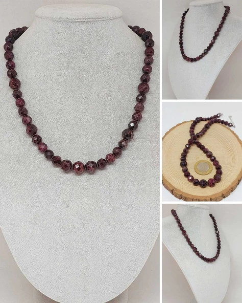Parlayan Yıldızlar Serisi Lal (Granat-Garnet) Taşı Tasarım Kolye ürün görseli 1