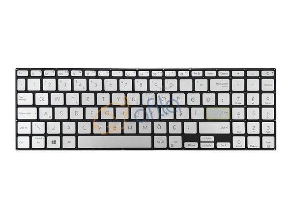 Asus E510M, E510MA-BR018T Uyumlu Notebook Klavyesi, Tuş Takımı (Silver, Gri TR) ışıklı ürün görseli 1