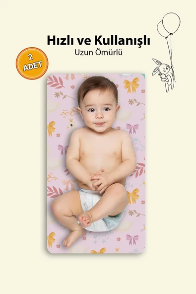 MAtGo Baby Kuğulu Bebek Alt Açma Matı Minderi Yıkanır Sıvı Geçirmez Bakım Pad Örtüsü 35x65cm 2 Adet ürün görseli 1