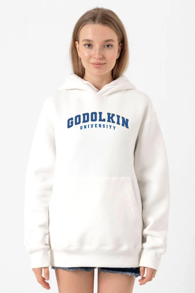 Gen V Godolkin University Letter Beyaz Kadın 3ip Kapşonlu Sweatshirt ürün görseli 1