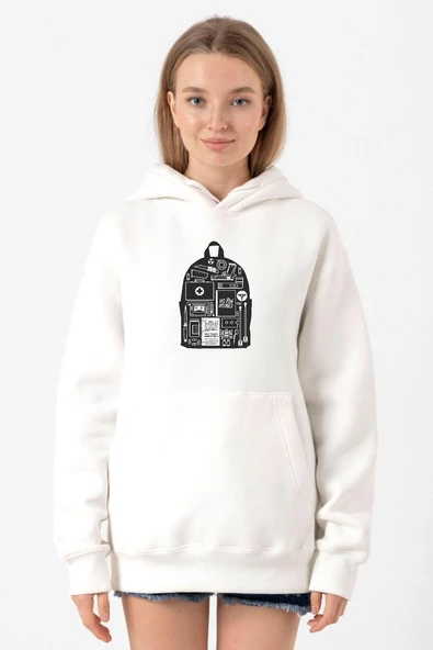 The Last Of Us Ellie's Backpack Beyaz Kadın 3ip Kapşonlu Sweatshirt ürün görseli 1