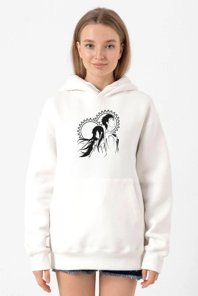 Steins Gate Okabe and Kurisu Beyaz Kadın 3ip Kapşonlu Sweatshirt ürün görseli 1