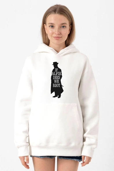 Peaky Blinders Alfie Dies Halloween Beyaz Kadın 3ip Kapşonlu Sweatshirt ürün görseli 1