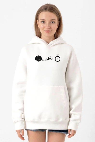 The Walking Dead Glenn Rhee Symbols Beyaz Kadın 3ip Kapşonlu Sweatshirt ürün görseli 1