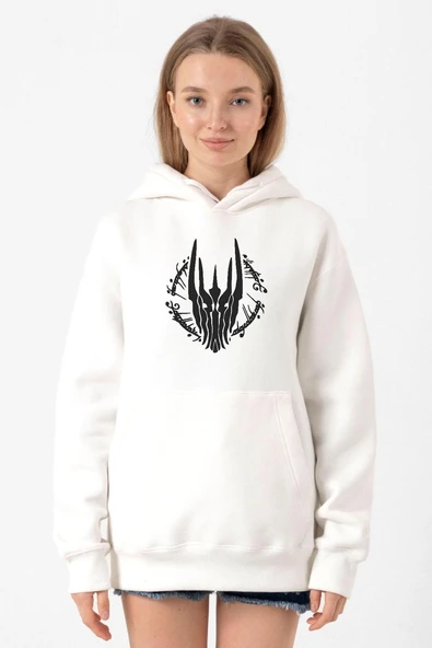 The Rings Of Power Sketch Beyaz Kadın 3ip Kapşonlu Sweatshirt ürün görseli 1