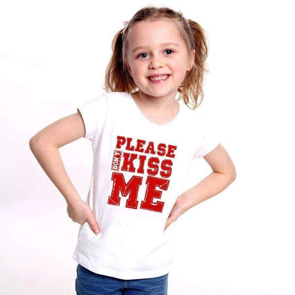 Tshirthane Don't Kiss Me Baskılı Çocuk Tshirt ürün görseli 1