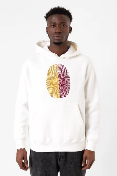 Sarı Kırmızı Parmak İzi Beyaz Erkek 3ip Kapşonlu Sweatshirt ürün görseli 1