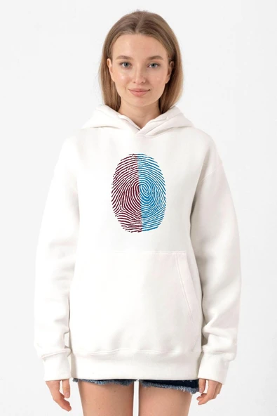 Bordo Mavi Parmak İzi Beyaz Kadın 3ip Kapşonlu Sweatshirt ürün görseli 1