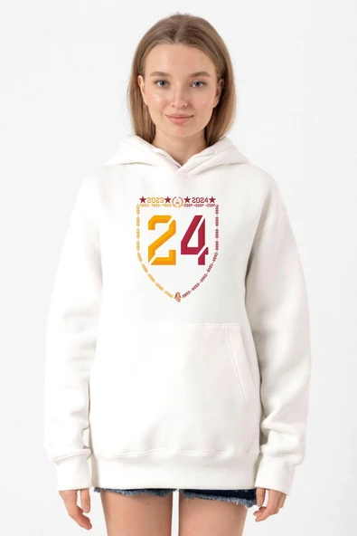 24 Şampiyonluk Beyaz Kadın 3ip Kapşonlu Sweatshirt ürün görseli 1