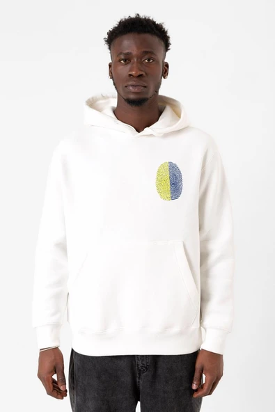 Sarı Lacivert Parmak İzi Beyaz Erkek 3ip Kapşonlu Sweatshirt ürün görseli 1