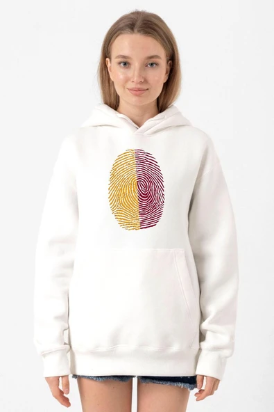 Sarı Kırmızı Parmak İzi Beyaz Kadın 3ip Kapşonlu Sweatshirt ürün görseli 1