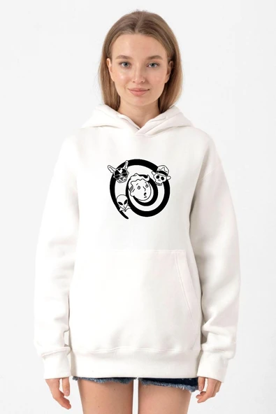 Fallout Wild Wasteland Beyaz Kadın 3ip Kapşonlu Sweatshirt ürün görseli 1