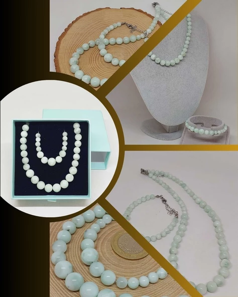 Galaksi Serisi Larimar Taşı Kolye & Bileklik Seti ürün görseli 1