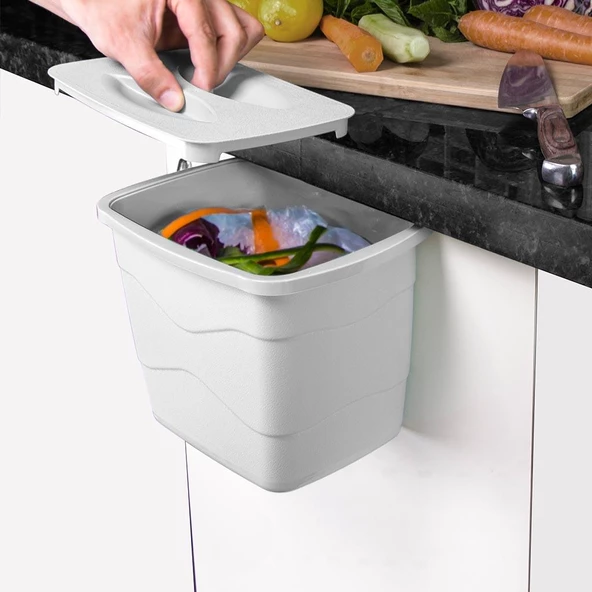 decobella pratik kapaklı çöp kovası beyaz - Resim 2