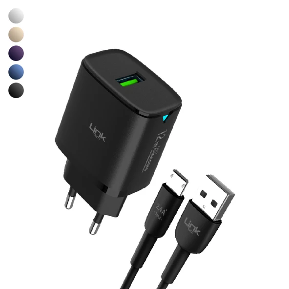 LinkTech C301 12W Auto ID Micro USB Kablolu Şarj Aleti Set ürün görseli 1