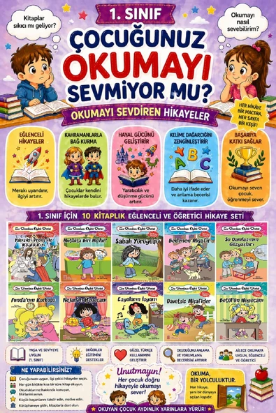 1.Sınıf Okumayı Sevdiren 10 lu Hikaye Seti 1 ürün görseli 1