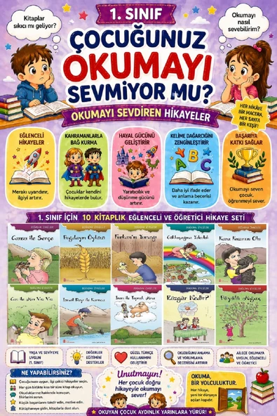 1.Sınıf Okumayı Sevdiren 10 lu Hikaye Seti 4 ürün görseli 1