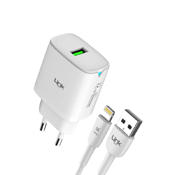 LinkTech C302 12W Auto ID Lightning Kablolu Şarj Aleti Set - Resim 5