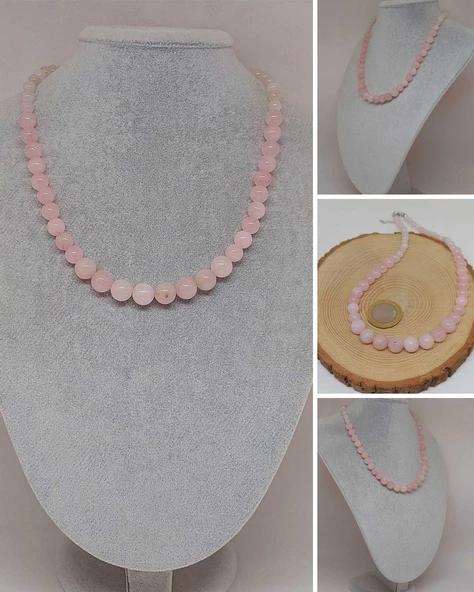 Galaksi Serisi Pembe Kuvars Taşı Tasarım Kolye ürün görseli 1