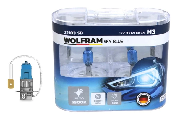 AMPUL 12V H3 100 PK22s SKY BLUE BEYAZ IŞIK ürün görseli 1