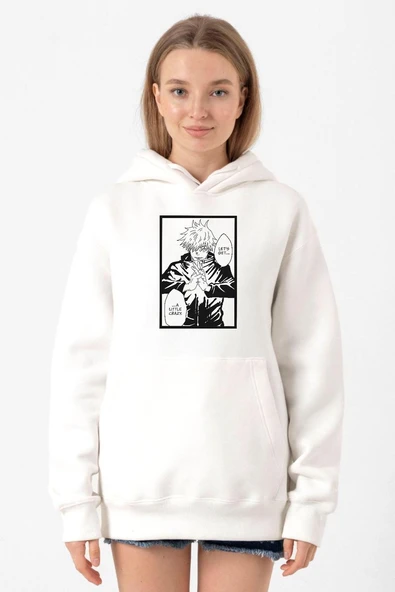 Jujutsu Kaisen Anime Satoru Gojo Lets Get A Little Crazy Beyaz Kadın 3ip Kapşonlu Sweatshirt ürün görseli 1
