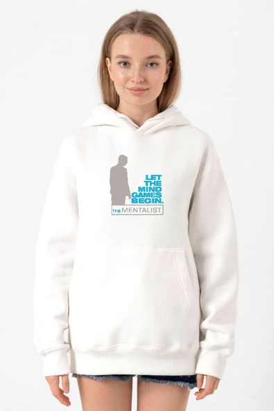 The Mentalist Let The Mind Beyaz Kadın 3ip Kapşonlu Sweatshirt ürün görseli 1