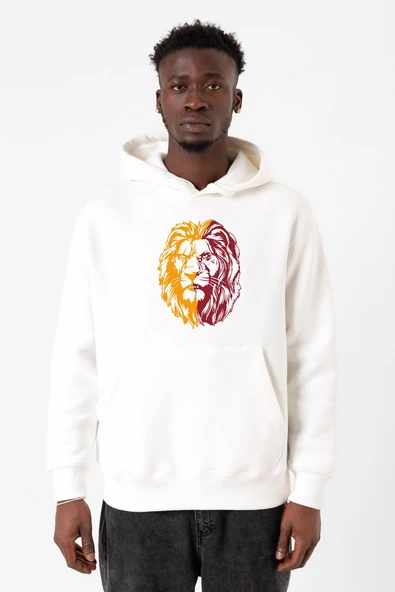 Sarı Kırmızı Aslan Beyaz Erkek 3ip Kapşonlu Sweatshirt ürün görseli 1