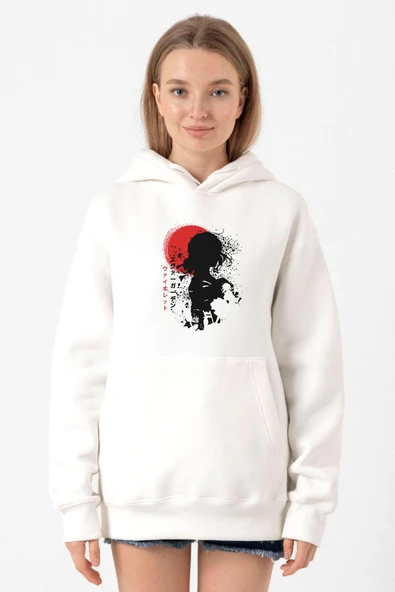 Violet Evergarden Anime Dark Poster Beyaz Kadın 3ip Kapşonlu Sweatshirt ürün görseli 1
