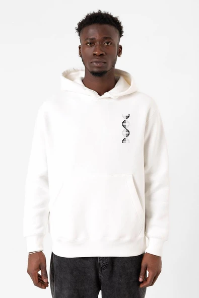 Siyah Beyaz Dna Beyaz Erkek 3ip Kapşonlu Sweatshirt ürün görseli 1