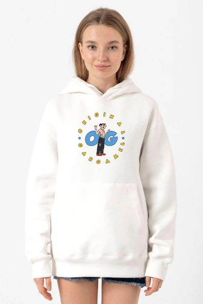The Smurfs Original Gargamel Beyaz Kadın 3ip Kapşonlu Sweatshirt ürün görseli 1