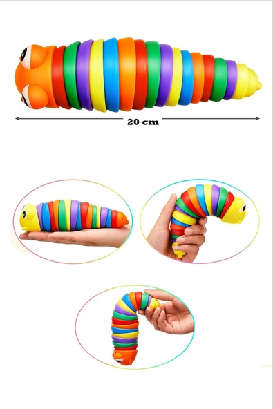 Söktak Eğlenceli Stres Ve Anksiyete Giderici Montessori Renkli Tırtıl Oyuncağı 20 CM ürün görseli 1