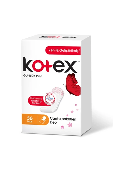 Kotex İnce Günlük Ped Parfümlü Çanta Paketleri 56'lı ürün görseli 1