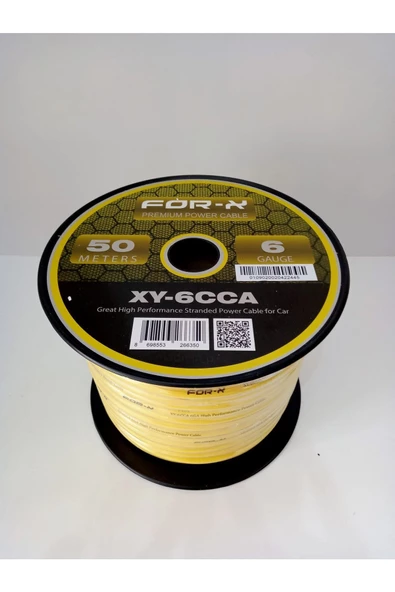 FOR-X Amfi Tesisat Güç Kablosu 6ga - Xy-6 Cca Oto Anfi 6ga Power Kablosu - 5 Metre ürün görseli 1
