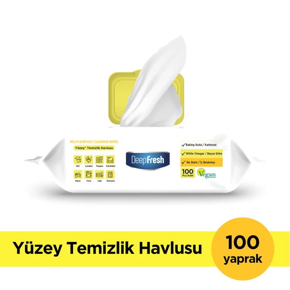 Deep Fresh İz Bırakmaz Yüzey Temizlik Havlusu Limon 100 Yaprak ürün görseli 1