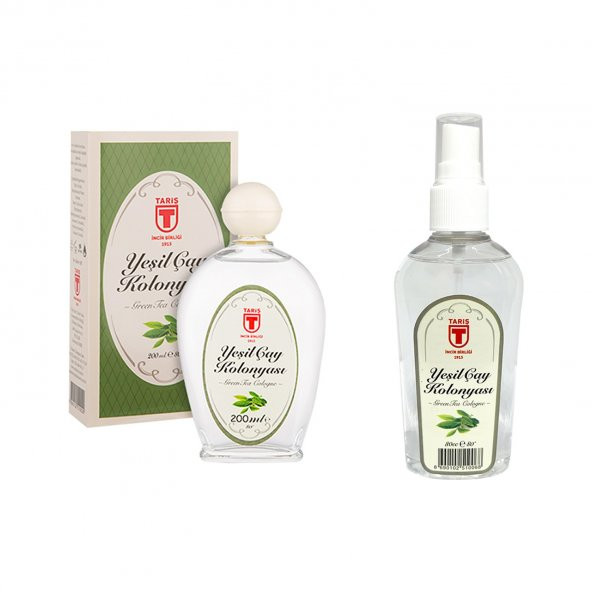 Tari̇ş Cam Şi̇şe Yeşil Çay Kolonyası 200 ml ve Sprey Yeşil Çay Kolonyasi 80 ml Set ürün görseli 1