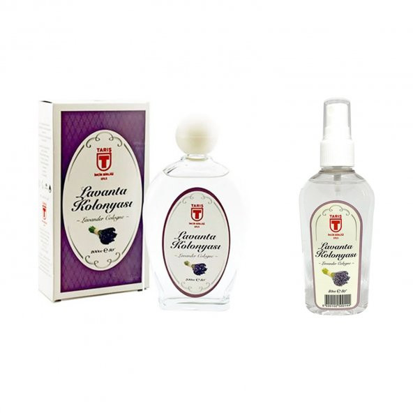 Tari̇ş Cam Şi̇şe Lavanta Kolonyası 200 ml ve Sprey Lavanta Kolonyasi 80 ml Set ürün görseli 1