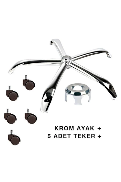 Metal Yıldız Ayak Ofis Koltuğu Ayağı+ 5 Adet Tekerlek- Yönetici Ofis Çalışma Koltuğu Ayağı ürün görseli 1