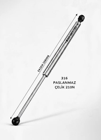 PASLANMAZ 316 GAZLI AMORTİSÖR - Taka 485mm 250N - Tekne ve Yat Tipi ürün görseli 1
