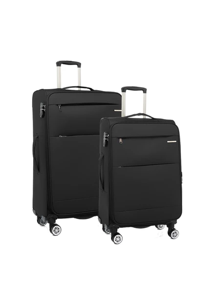 Louisiana Polo 2'li Valiz Seti Büyük Ve Orta Boy Lüx Kumaş Valiz Siyah 2082 ürün görseli 1