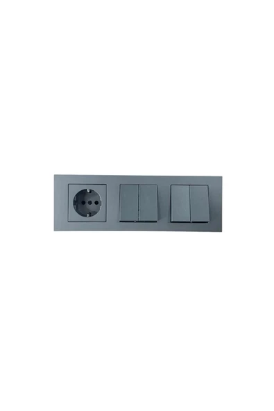 OVİVO Ovivo Grano Füme Üçlü Set Topraklı Priz + Komütatör + Komütatör ürün görseli 1
