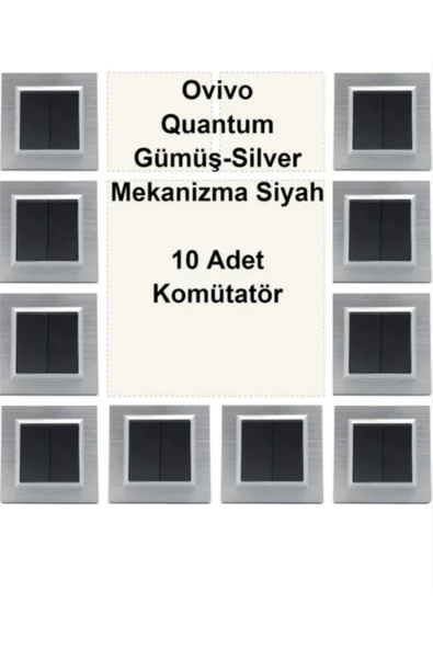 OVİVO Asyagrup Ovivo Quantum Gümüş Çerçeve - Siyah Komütatör - 10 Adet ürün görseli 1
