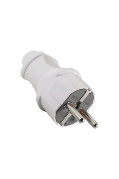 Orel Topraklı Erkek Fiş Beyaz 220 Volt ürün görseli 1
