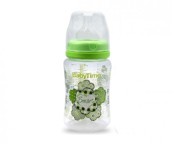 Baby Time BT075 Silikon Uçlu Geniş Ağız Biberon 250 Ml - Yeşil ürün görseli 1