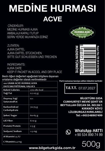 HURMA AŞKI ACVE HURMASI 500 GR - Resim 2