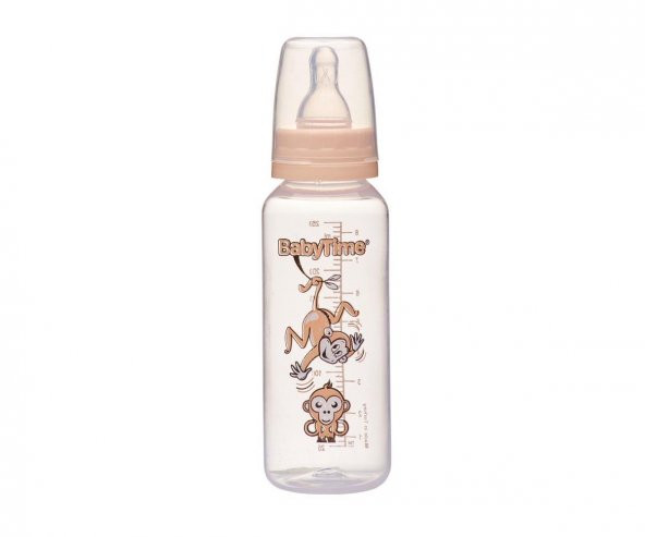 Baby Time BT065 Silikon Damaklı PP Kulplu Biberon 250 Ml - Krem ürün görseli 1