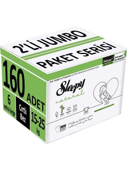 Sleepy Natural 6 Numara XLarge 160'lı Bebek Bezi ürün görseli 1