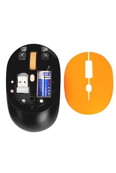 HP M231 V5.0 Bluetooth & Wireless 2,4ghz Sessiz Kablosuz Mouse Siyah-Turuncu Pc Laptop Tv Mac Uyumlu - Resim 3