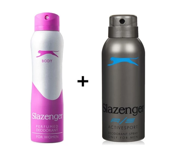 Slazenger Pembe Kadın Sprey Deodorant 150 Ml+Slazenger Activesport Mavi Erkek Sprey Deodorant 150 Ml--2'li Set ürün görseli 1