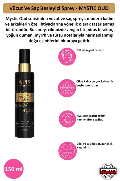 Vücut Ve Saç Besleyici Sprey - MYSTIC OUD - 150 Ml ürün görseli 1